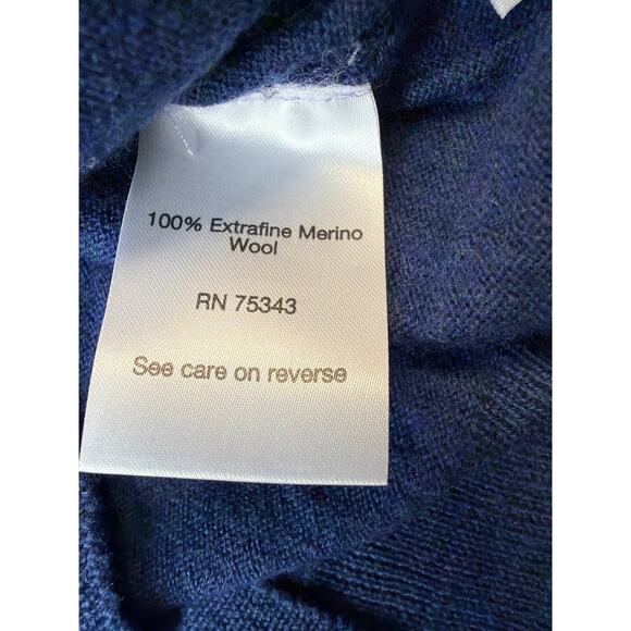 Brunella Gori Women's Sweater 100% Extrafine Merino Wool turtle neck blue Small - Picture 4 of 7